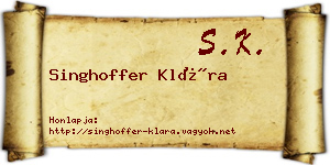 Singhoffer Klára névjegykártya