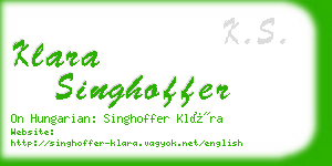 klara singhoffer business card